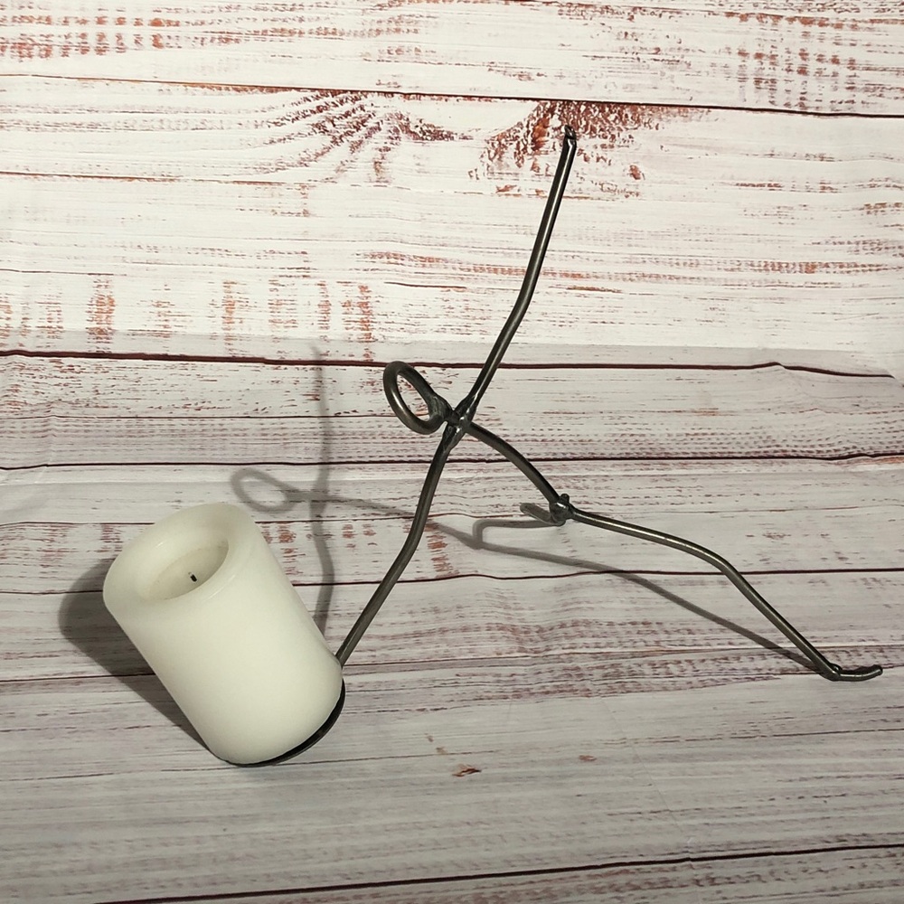 Abstract Gun Metal Sculpture Candle holder. Welded human outline. Indoor outdoor